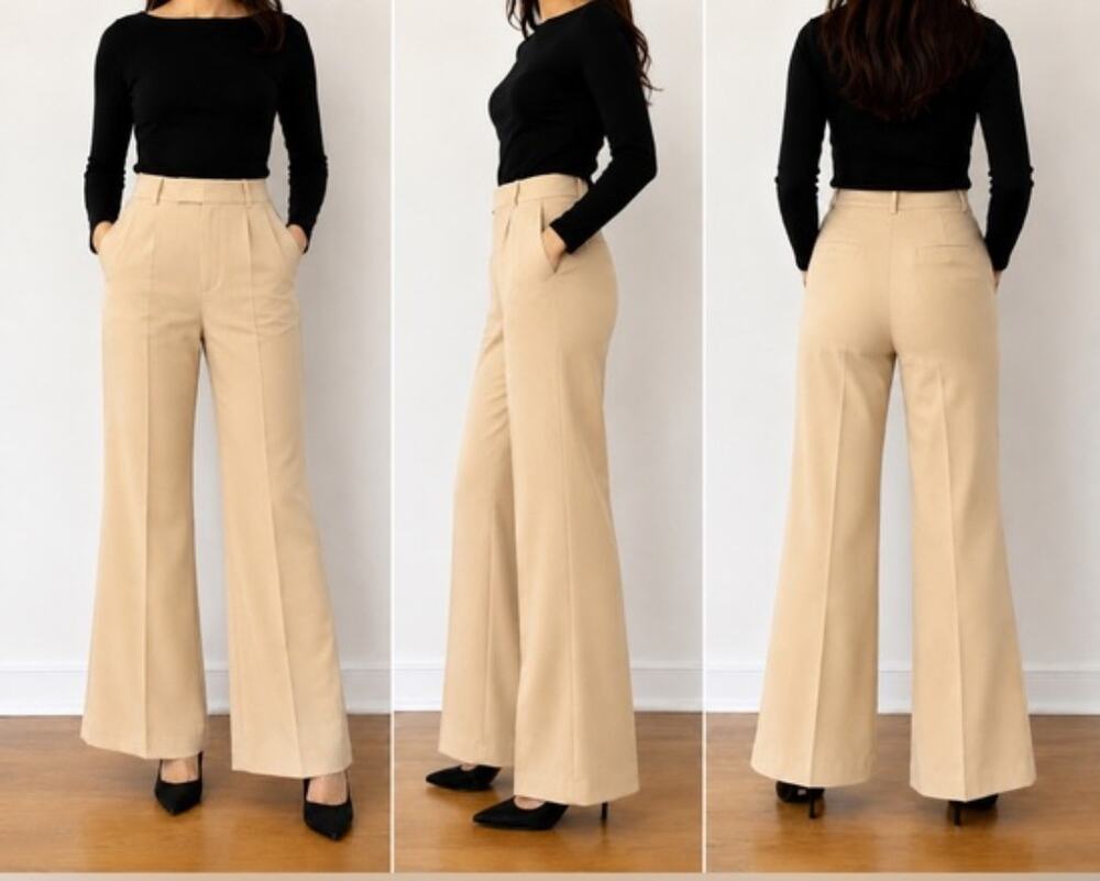 Zara Tan Bootcut Dress Pants Slacks Trousers Size 10 Career Work Office Classic
